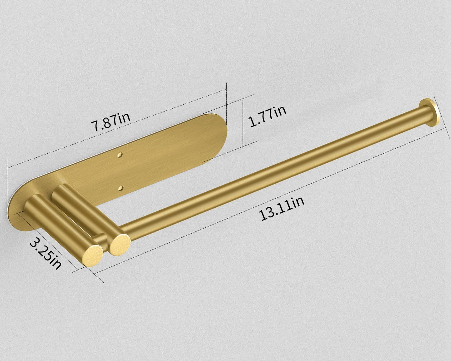 Paper Towel Holder Under Cabinet, 13Inch Self-Adhesive or Wall Paper Towel Holder for Kitchen, Bathroom, RV, Gold