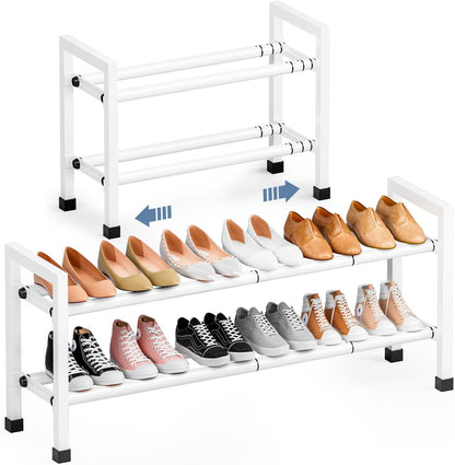 2-Tier 19"-43.3" Closet,Hall Mavivegue Expandable Shoe Rack, Adjustable Shoe Rack for Entryway,Front Door,Garage