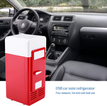 Mini Fridge, Portable Cooler and Warmer, LED USB Refrigerator for Drinks and Beverage Cans