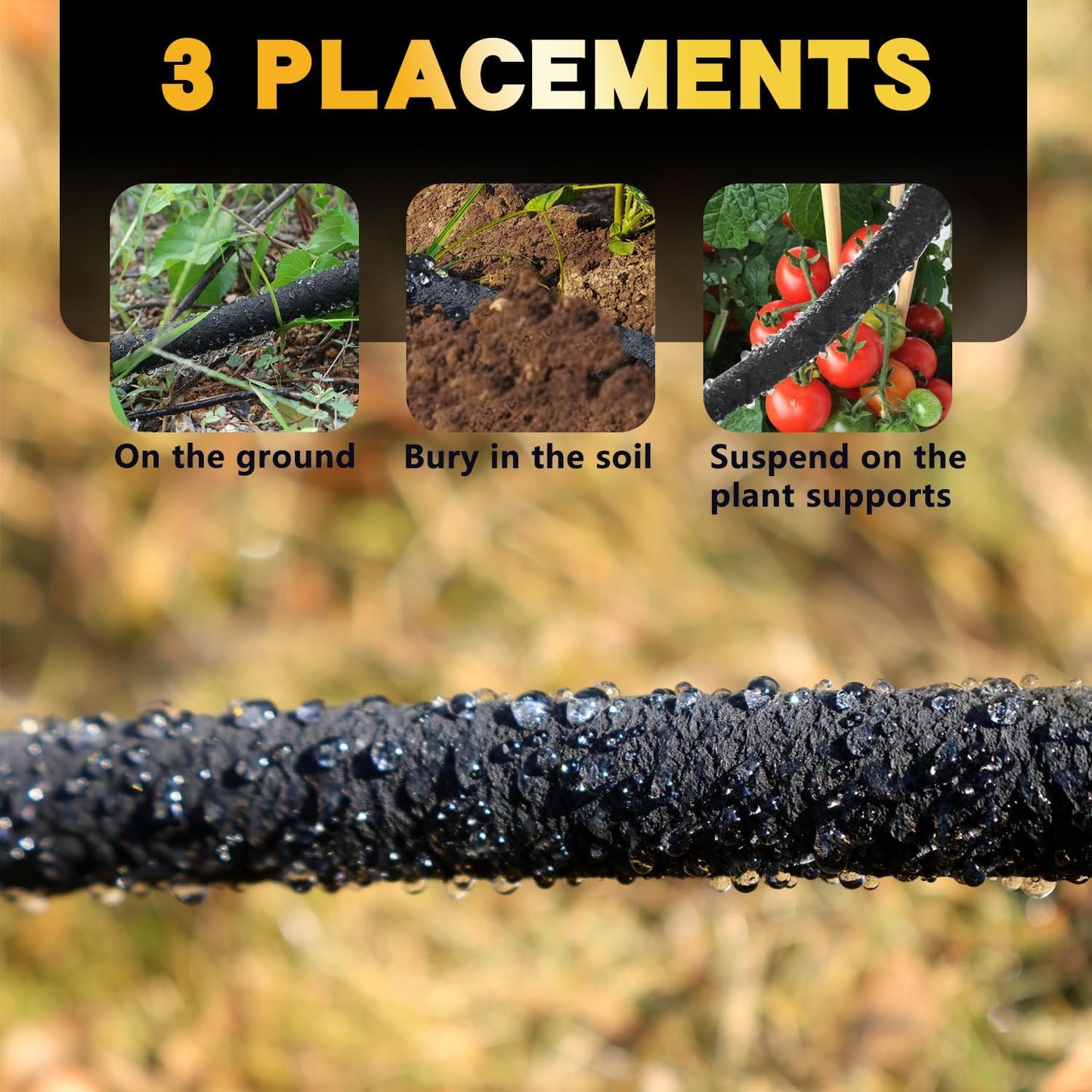 5/8 15 3 Pack, 15 3 Pack Hopegiver Soaker Hose ft Heavy Duty Garden Soaker Hoses with Solid Brass Fitting, Rubber Drip