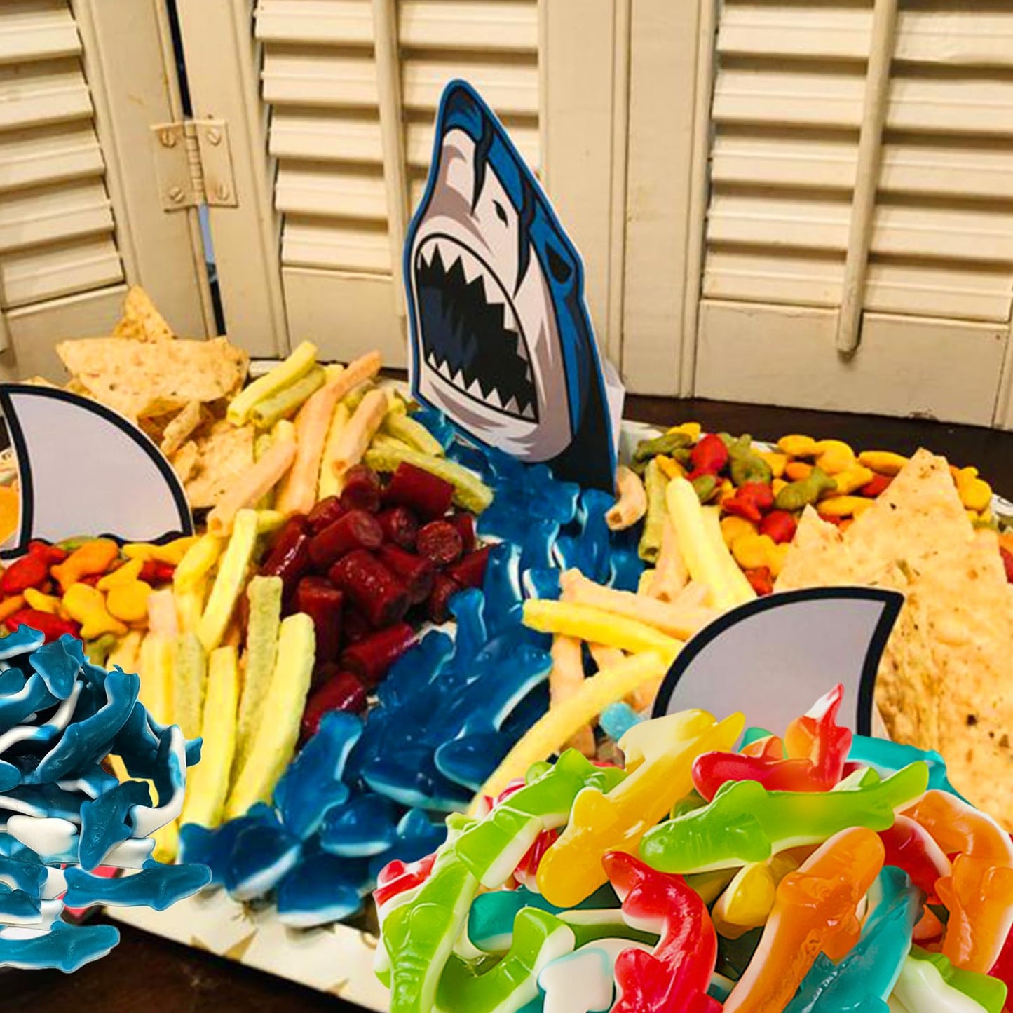 Palksky Gummy Sharks Molds Silicone, 4 Pack 30 Cavity Mini Sharks Candy Molds,3D Small Blue Shark Gummies Mold, Candy Making Supplies for Candy/Friut Snack