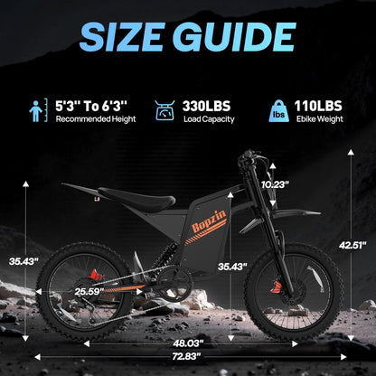 Bopzin Electric Dirt Bike for Adults, 2500W Motor 35MPH, 52V 25Ah Battery 80+ Miles Range, 20"x3" Fat Tires, App Control & Keyless Unlock, Full Suspension, Hydraulic Brakes, UL2849 Certified
