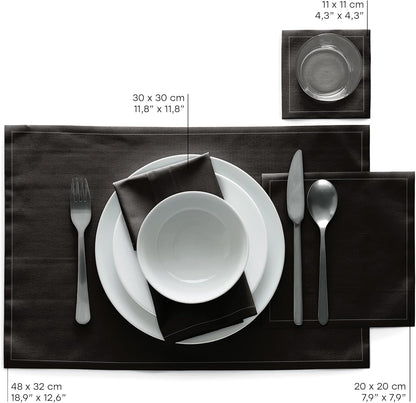 Cotton Cocktail Napkin - Black - 4.3 x 4.3 in - 50 units per roll