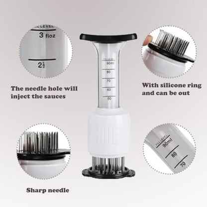 HMDIUM Stainless Steel Meat Injector - 1 Pack Seasoning Injector Marinade Injector for BBQ Turkey Chicken - Flavor Tenderizer Syringe for Poultry Cooking