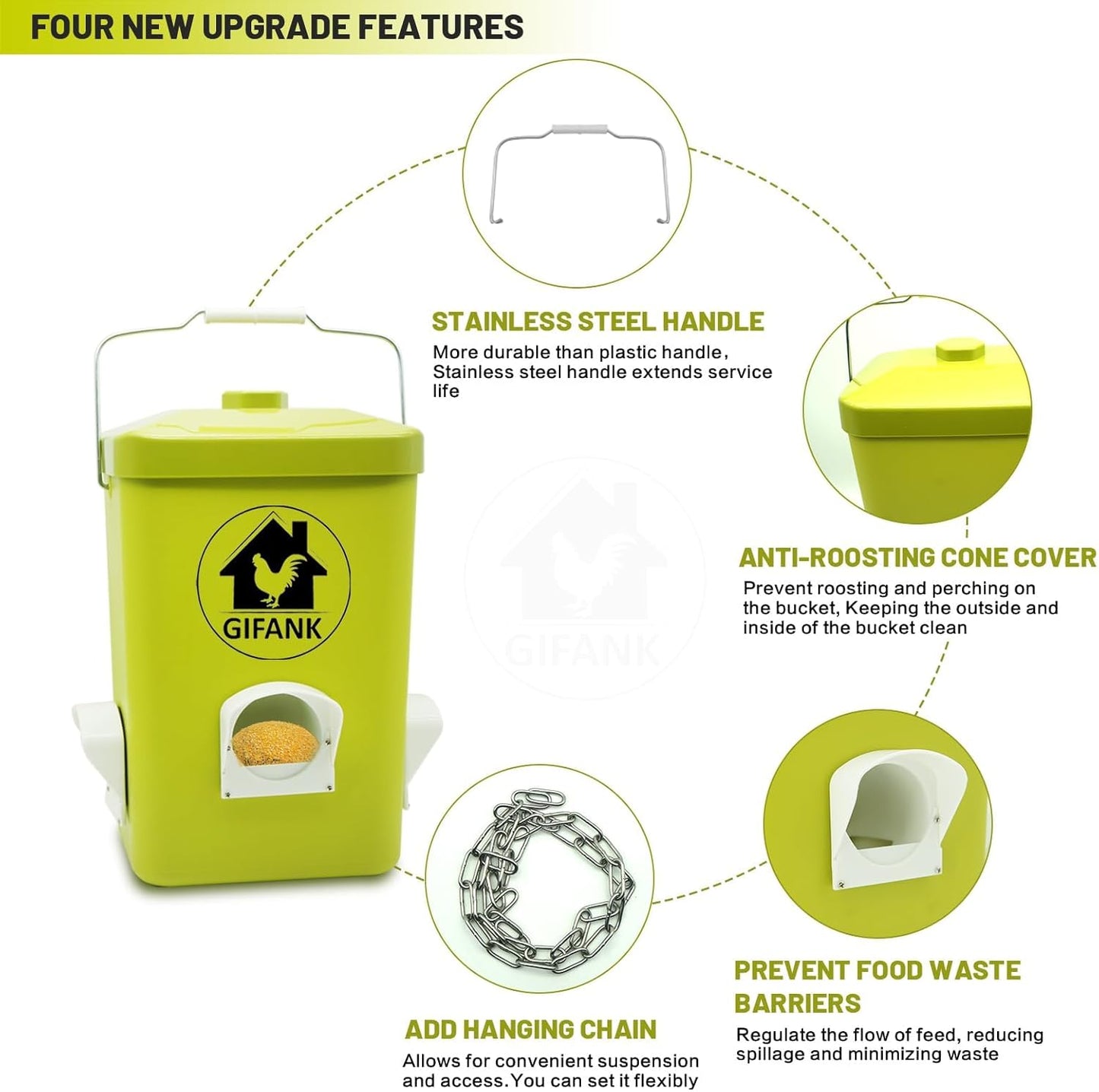 Set,3 Chicken Feeder and Waterer Gallon Automatic Chicken Feeder No Waste,Hanging Poultry Kit with Chicken Waterer