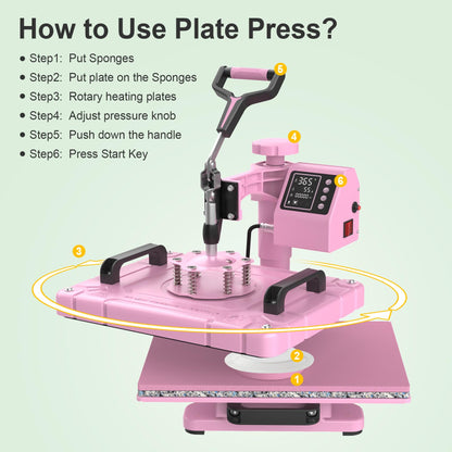 Seeutek Heat Press 5in 1 Heat Press Machine 12x15 Inch Sublimation T Shirt Pressing with 30OZ 20OZ Tumbler Heat Press 360° Swing Away Multifunction Heat Transfer Combo for T-Shirts, Hats, Mugs, Plates
