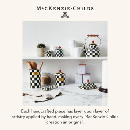 MACKENZIE-CHILDS Enamel Utensil Holder, Kitchen Utensil Holder for Countertop, Storage Caddy, Black-and-White Courtly Check
