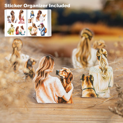 MiyouLuna 120Pcs PET Scrapbook Stickers, Girl Back Designs for Scrapbooking, DIY Crafts, Journaling Supplies, Junk Journal Ephemera, Includes Organizer