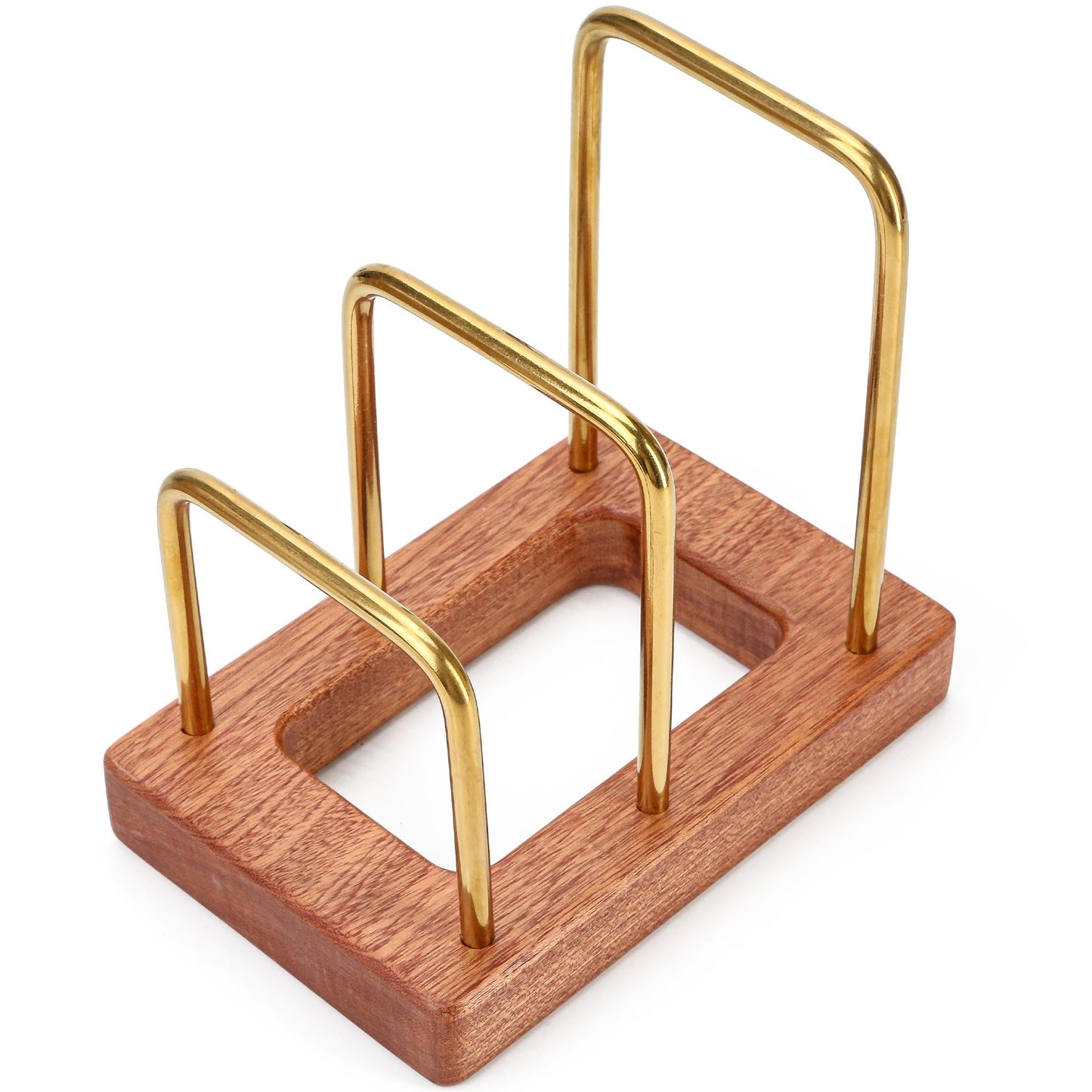 Chopping Board Rack with Wood Base – Multi Layer Kitchen Organizer Stand for Cutting Boards Pot Lids, Baking Trays Pans and Plates Cabinet Storage Divider Accessory Home Countertop or Inside Cabinets