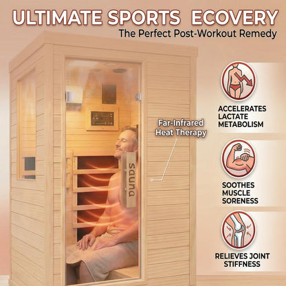 1350W Far Infrared Sauna Room for Home, Low EMF Fast Heating Canadian Hemlock Wood Sauna,Color Changing Sauna Light, Bluetooth Speakers, Modular Design