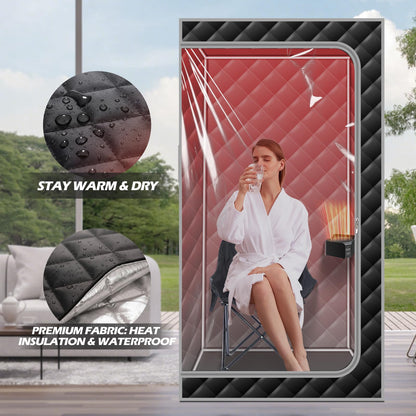 ZONEMEL 1 Person Portable Dry Heat Sauna, 1500W & 147°F Hot Air Sauna with 660nm Red Light Therapy, Electric Dry Heater, Transparent Window, Foldable Chair (L33.9 x W33.9 x H70.9,120V)