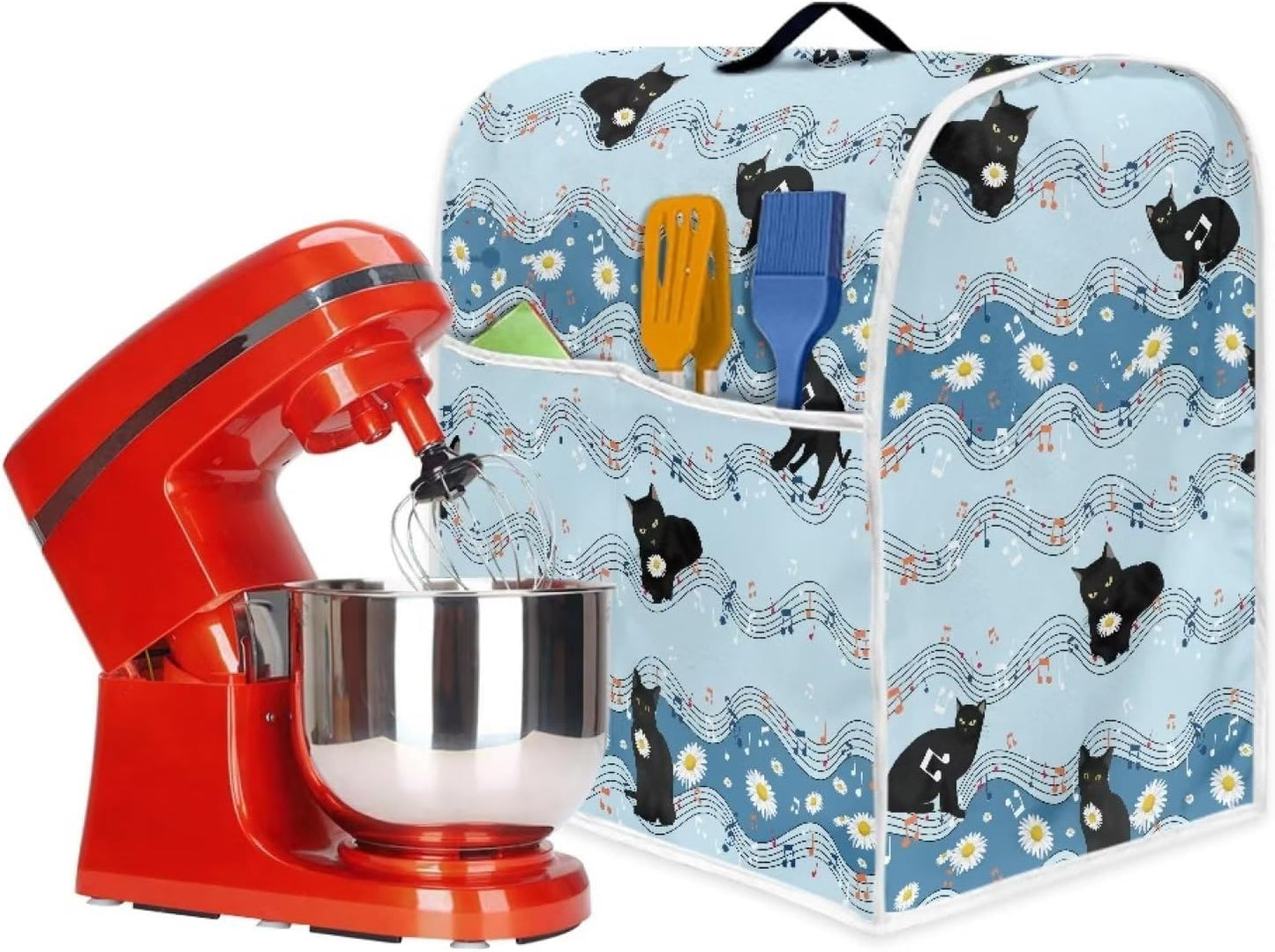 Cat Music Mixer Cover, Kitchen Appliance Covers to Keep Clean & Safe, Dustproof Compatible with 5-8 Qt Bowl-Lift Mixer