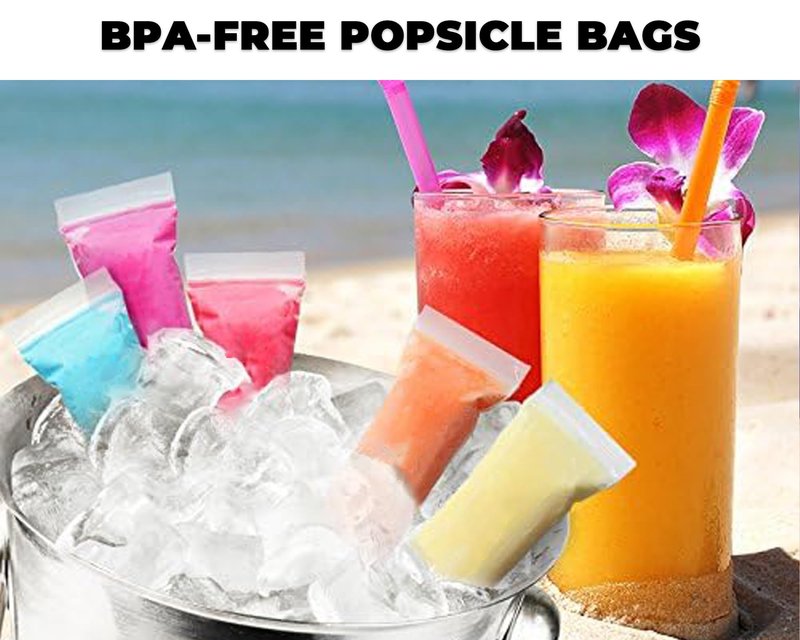 Nature Pulito Disposable Ice Popsicle Mold Bags, 100 Pack 11.0"W x 2.2"H BPA-Free Freezer Pop Bags with Zip Seals & Funnel for Healthy Snacks Yogurt Sticks Juice & Fruit Smoothies