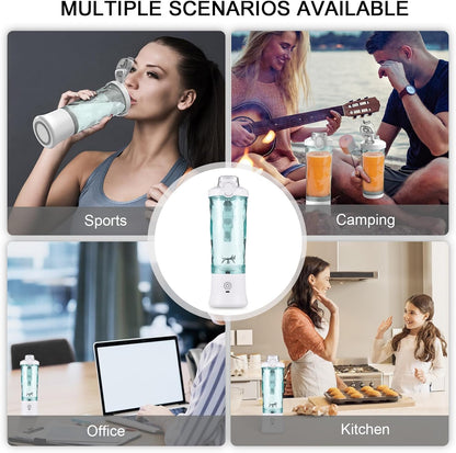 Portable Blender for Smoothies - 20 Oz Mini Glass Mixer with 6 Blades, USB Rechargeable
