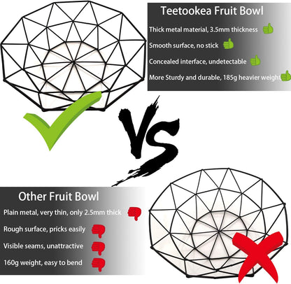 Metal Wire Fruit Bowl, Iron Arts Fruit Storage Basket for Kitchen Counter, Decorative Hold for Vegetables, Bread, Snacks