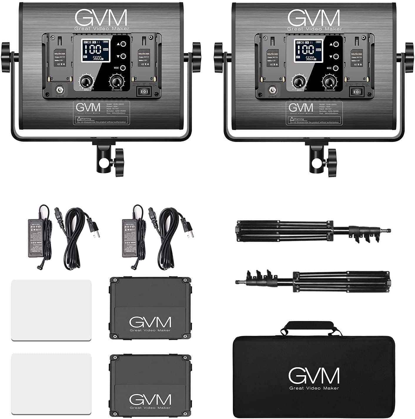 GVM RGB LED Video Light with Bluetooth Control, 360° Full Color 1000D PRO Video Lighting Kit with 736pcs Led Beads, 2 Packs Led Panel Light for YouTube Studio, Video Shooting, Conference, CRI 97+