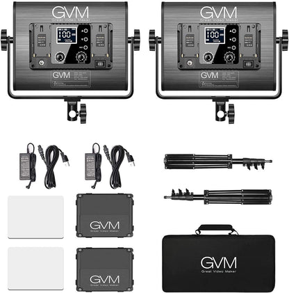 GVM RGB LED Video Light with Bluetooth Control, 360° Full Color 1000D PRO Video Lighting Kit with 736pcs Led Beads, 2 Packs Led Panel Light for YouTube Studio, Video Shooting, Conference, CRI 97+