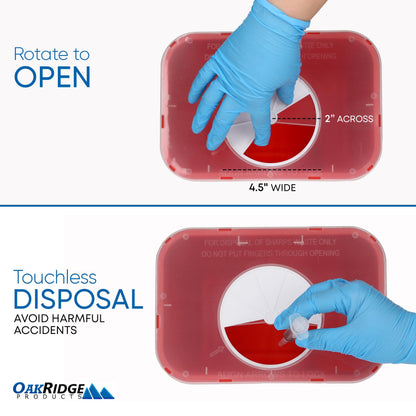 Oakridge Products Large Sharps Container for Home Use and Professional 2 Gallon (3-Pack) with Rotating lid, Biohazard Needle and Syringe Disposal, CDC Certified