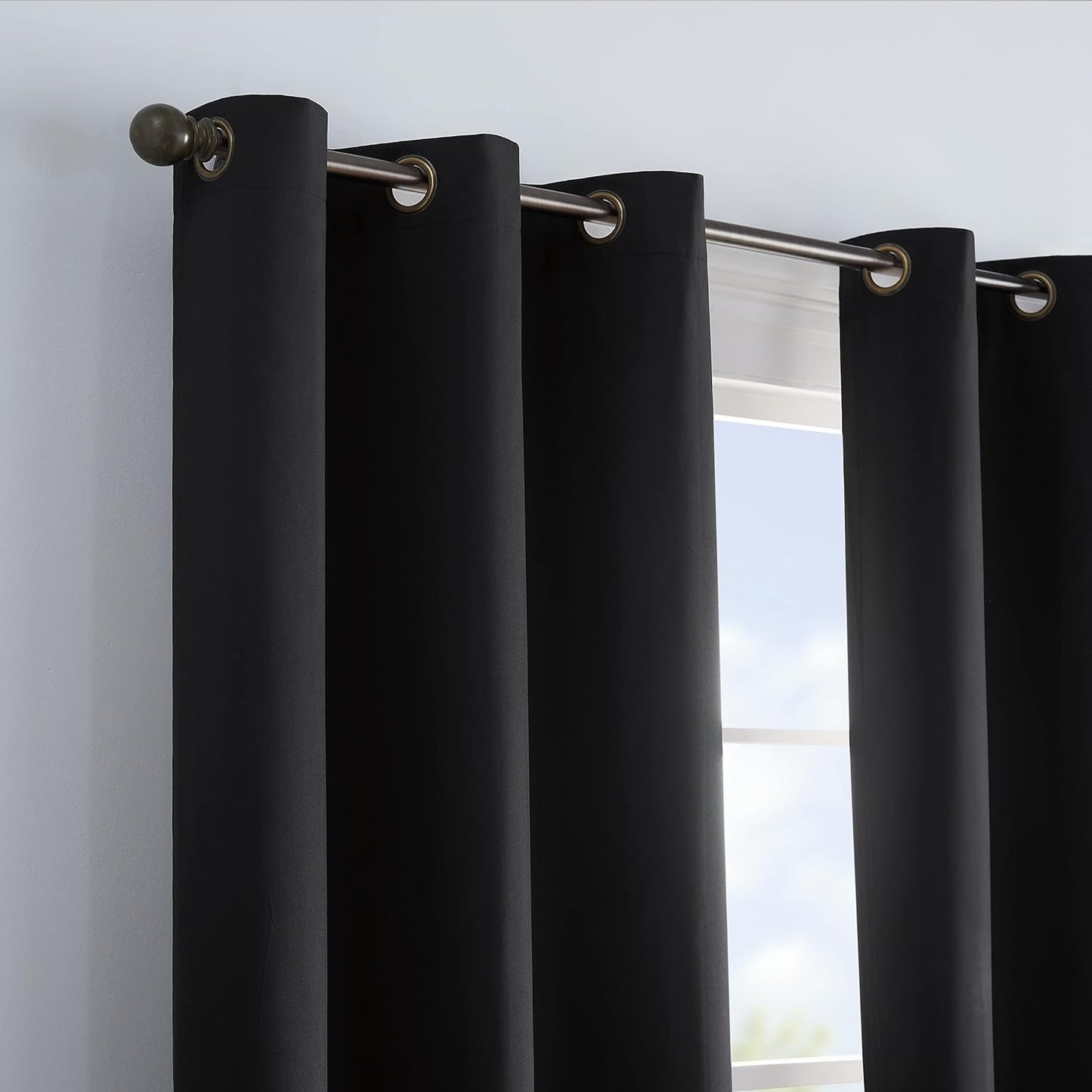 ECLIPSE Microfiber Total Privacy Blackout Thermal Grommet Window Curtain, 42 x 95, Black