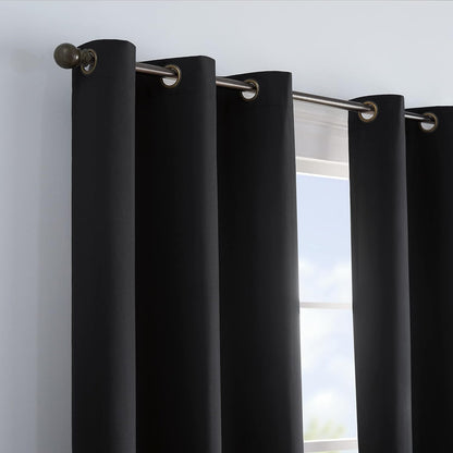 ECLIPSE Microfiber Total Privacy Blackout Thermal Grommet Window Curtain, 42 x 95, Black