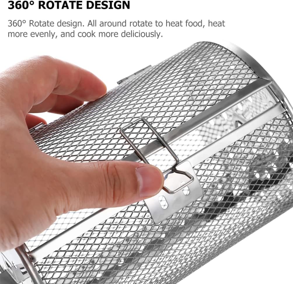 SHERCHPRY Rotisserie Grill Roaster Drum, Air Fryer Oven Basket, Stainless Steel Oven Rack for BBQ