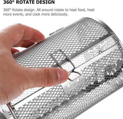 SHERCHPRY Rotisserie Grill Roaster Drum, Air Fryer Oven Basket, Stainless Steel Oven Rack for BBQ