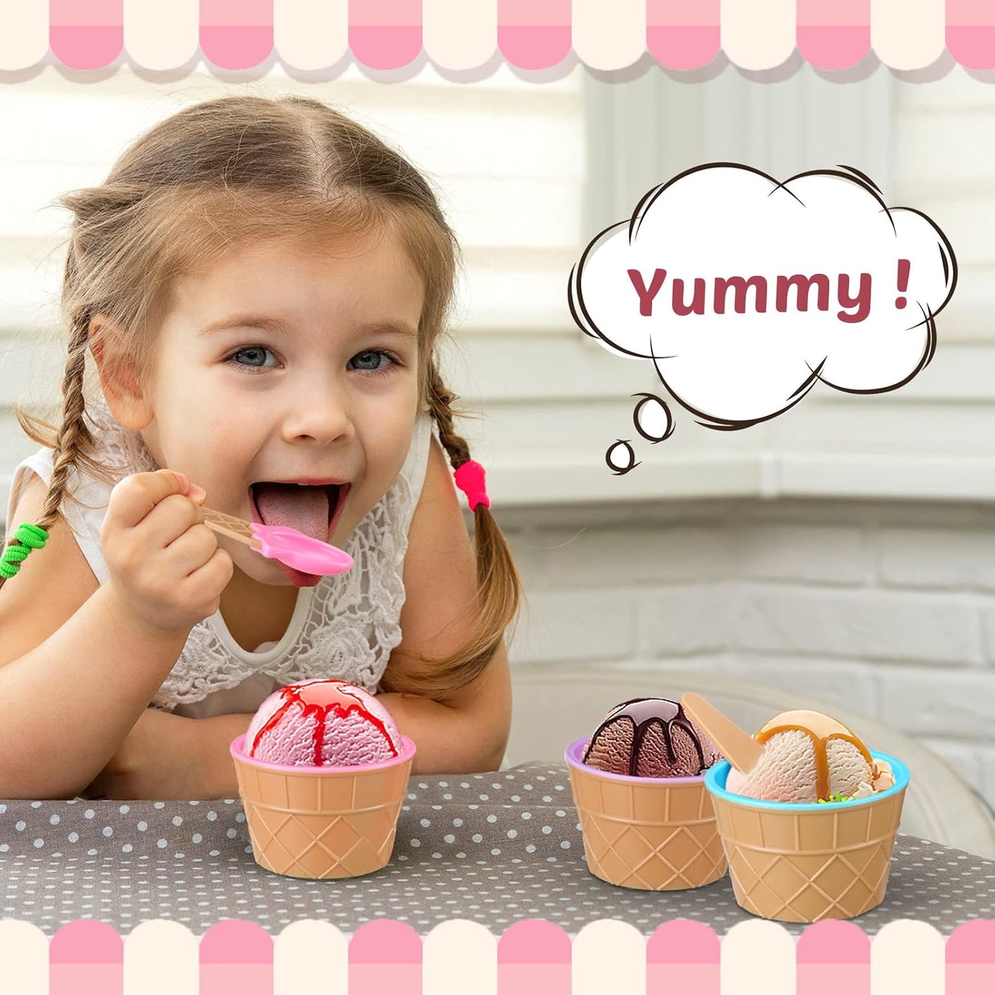 32 Pack 8 Summer Reusable Plastic Ice Cream Bowls and Spoons Candy Colors Ice Cream Cups Ice Cream Party Decorations