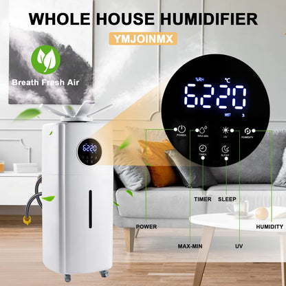 YMJOINMX Commercial Industrial Humidifier Whole House Humidifier 6Gals Water Tank Max 2000ml/h Mist Output Faucet Filling for Plant Large Greenhouse 110V