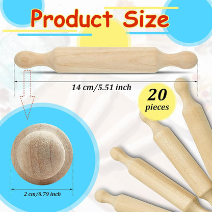 20 (6 Inches) Suclain Pcs Wooden Mini Rolling Pin Long Kitchen Baking Small Dough Rolling Pin for Children Fondant