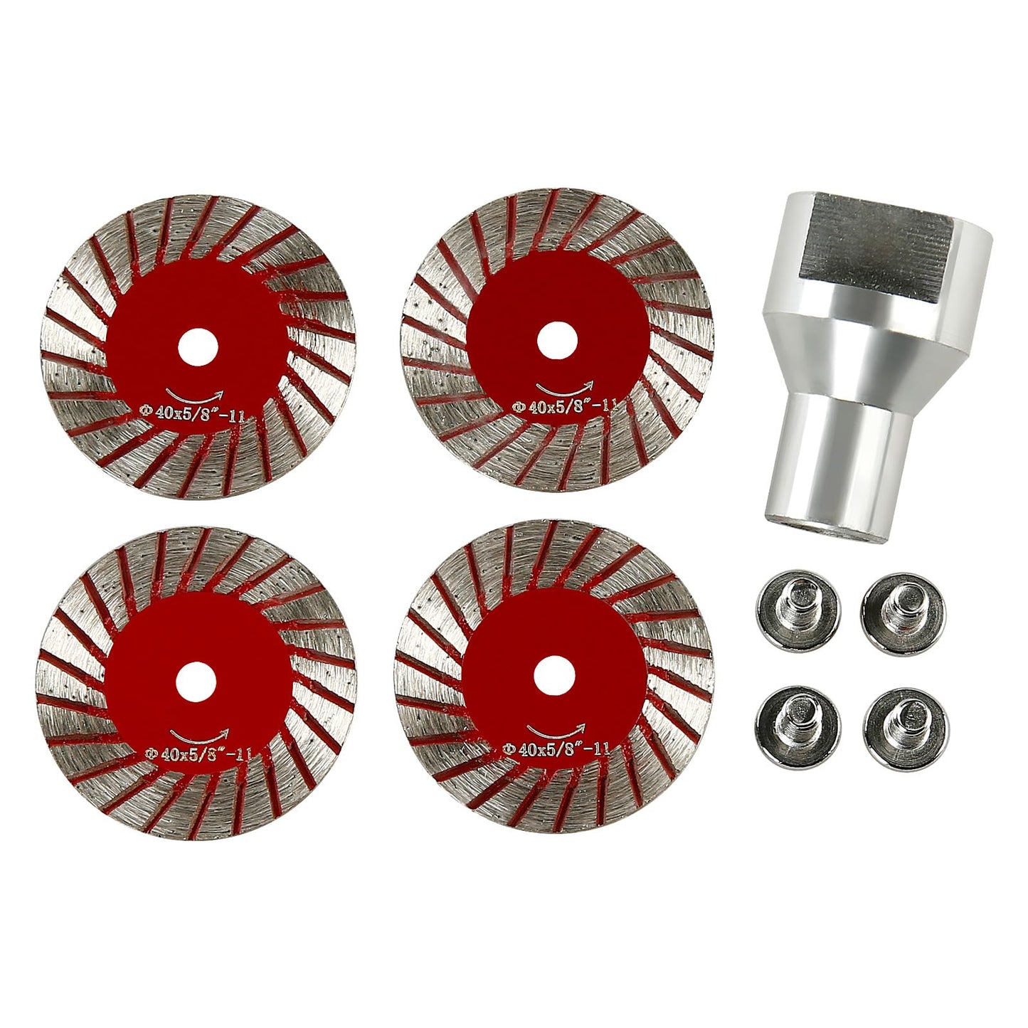 LOZLIN 5-Piece 40mm Diamond Engraving Blade & Saw Kit with Removable Flange (5/8-11 Thread) for Granite Marble Ceramic PVC Precision Lettering - Multi-Material Carving Tools-Red