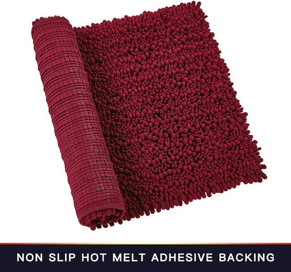 Walensee Bathroom Rug Non Slip Bath Mat Red (32x20 Inch) Water Absorbent Super Soft Shaggy Chenille Machine Washable