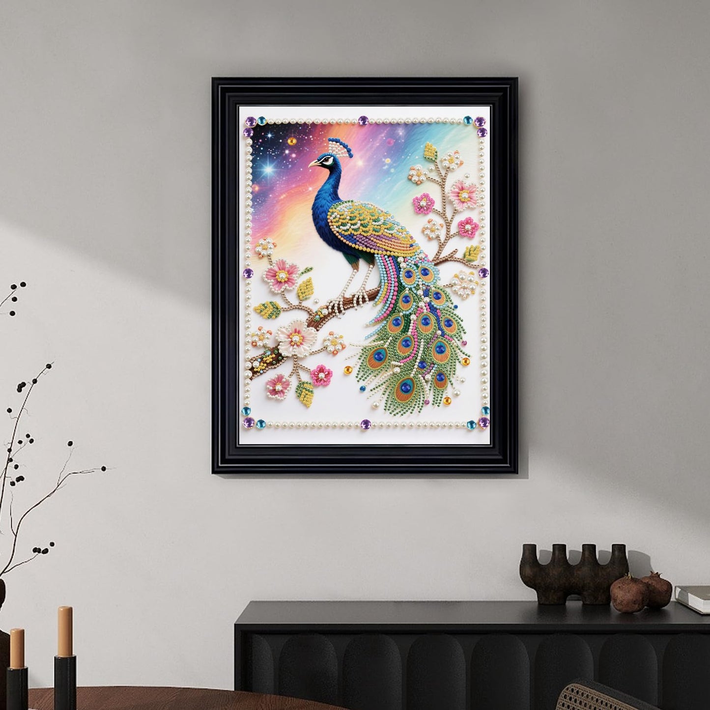 WSLWXSHM Pearl Diamond Painting Kits for Adults Peacock, 5D Special Shape Diamond Art Kits for Beginners, Crystal Rhinestones Diamond Painting for Home Wall Decoration Gift 12×16inch/30×40cm Animal