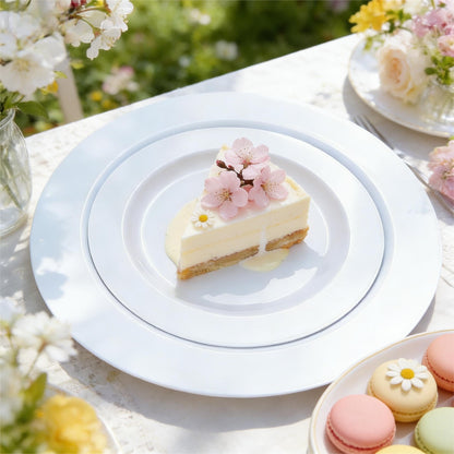 FLOWERCAT 60PCS White Plastic Plates - Heavy Duty White Disposable Plates for Mother's Day/Birthday Party/Wedding -serve for 30 guests Include 30PCS 10.25" & 30PCS 7.5" Plates for Party