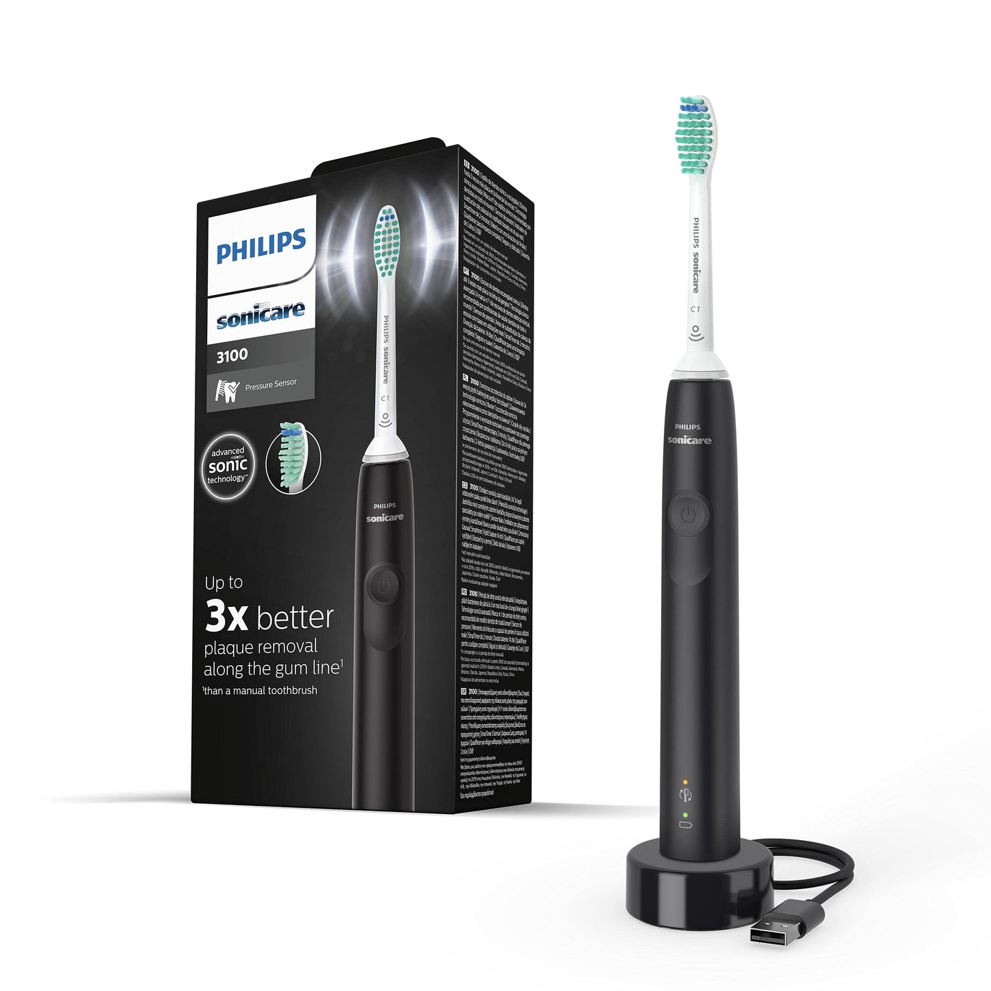 Philips Sonicare 3100 Series Sonic Electric Toothbrush with BrushSync replacement reminder (Model HX3671/14)