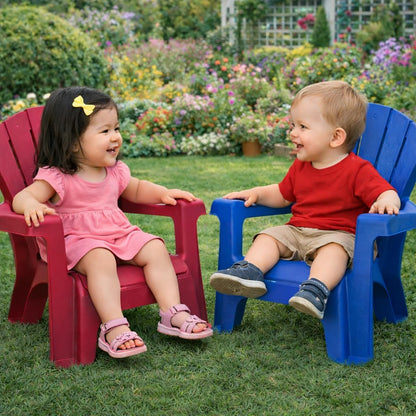 4 Pack Set Little Tikes Kids Garden Chair in Blue, Outdoor Toddler Activity Adirondack Chairs for Picnic, Garden