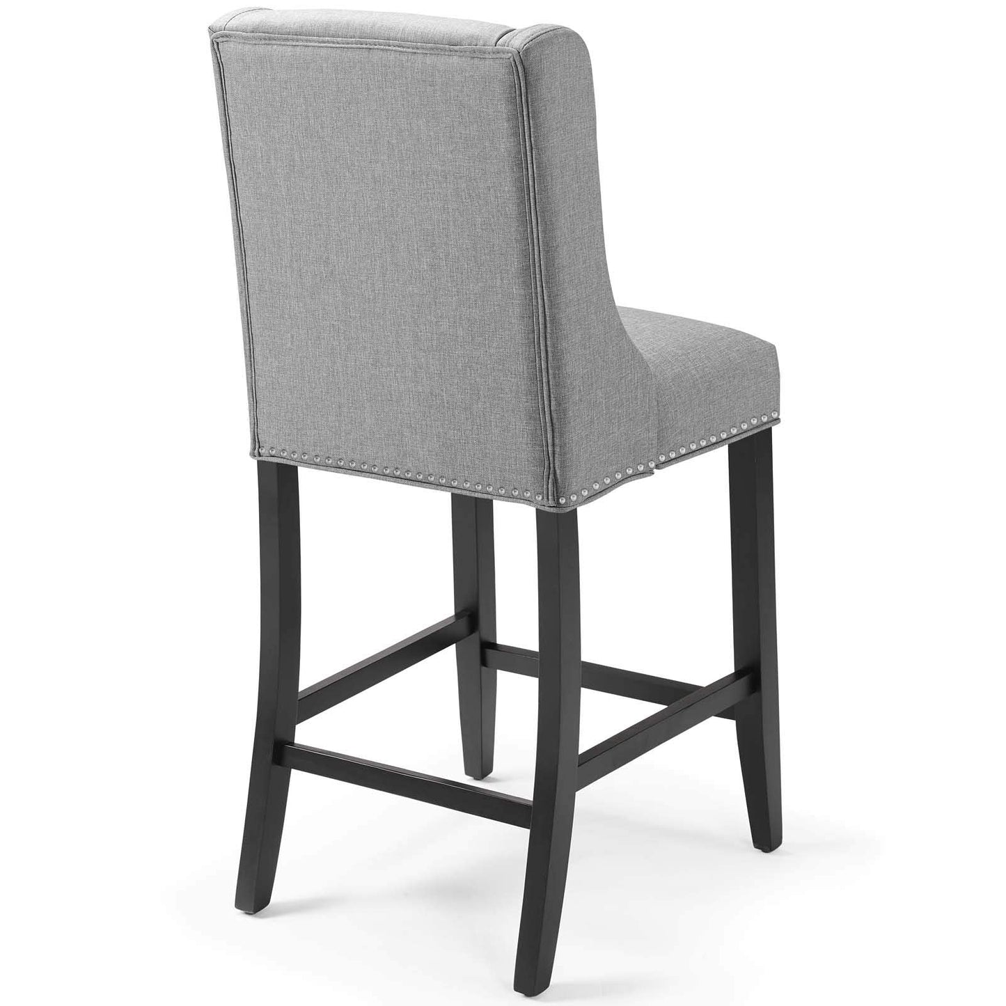 Modway Baron Counter Stool Upholstered Fabric Set of 2, Light Gray
