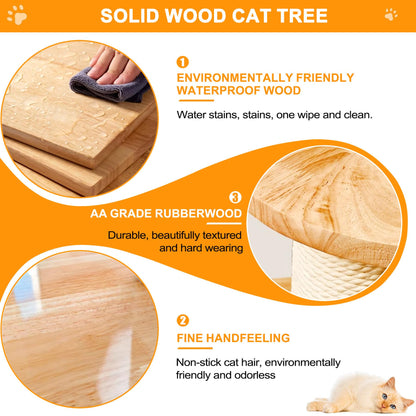 75 inch Cat Tree Tower for Indoor Cats Large Adult, Modern Big Cat Climbing Tower, Tall Cats Post, Corner Wood Cute Cat Condo with Sisal Scratching Posts
