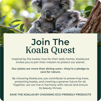 Koala love Palm Leaf Plate Bamboo Paper Plates Disposable 10 Inch & 7 Inch Bulk Party Pack Eco Compostable Biodegradable Wooden Plate Best Alternative To Plastic Paper Plates (50 pc)