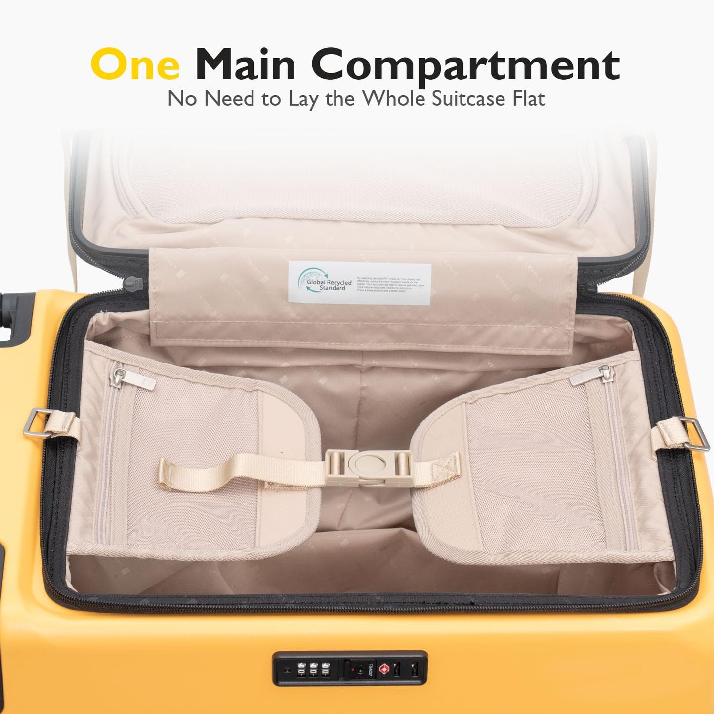 LEVEL8 Top Opening Carry on Luggage with Narrow Trolley Handle, Large Suitcases with Wheels Airline Approved, Expandable Hardside Luggage with Spinner Wheel for Men Women, 20 Inch, Yellow