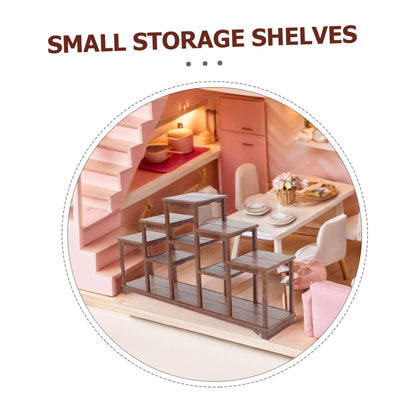 Yardwe Miniature Dollhouse Display Shelf 7.09X3.94X1.65 Inches Dollhouse Furniture for Mini Accessories and Creative Play
