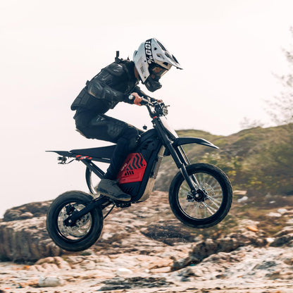 WindoneRide RS5 Electric Dirt Bike, 2200W 37MPH Electric Motorcycle, 48V/22.5Ah Battery Ebike, Full-Suspension Off-Road Mountain E Dirt Bike, Dual Hydraulic Brakes, Red