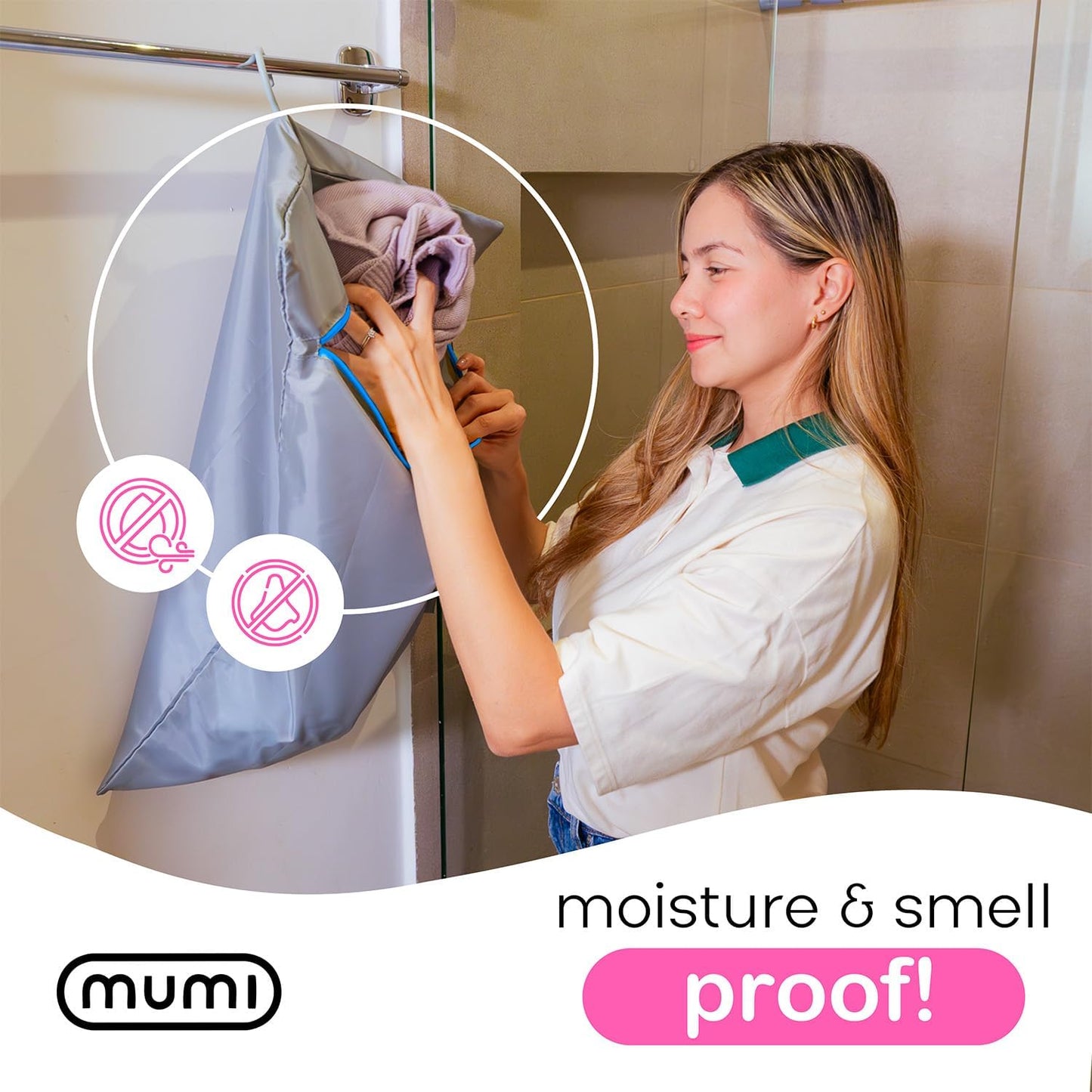 MUMI Travel Laundry Bag, Mesh Laundry Bags for Delicates with Hanger & Pouch, Large Laundry Net Bag