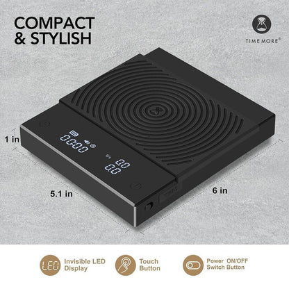 TIMEMORE Black Mirror Basic 2 Coffee Scale Espresso/Pour Over with Auto Timer and Flow Rate Function, 1600mAh, 2kg/0.1g Precision, g/oz Units, Portable Digital Scale for Kitchen/Baking/Cooking