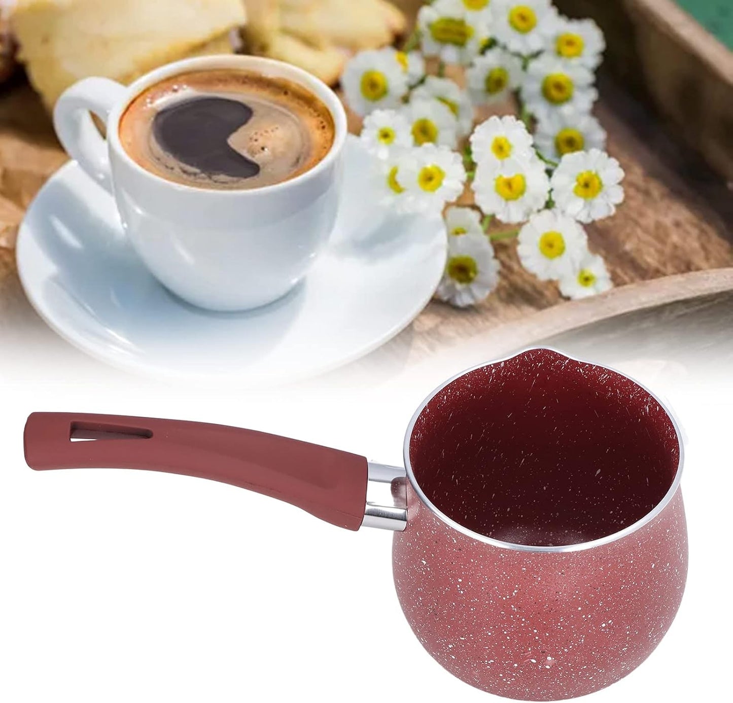 Nonstick Coating Milk Pan with Lid, Mini Milk Pot, Single Handle Anti-Scalding Saucepan, Lightweight Kitchen Cooking
