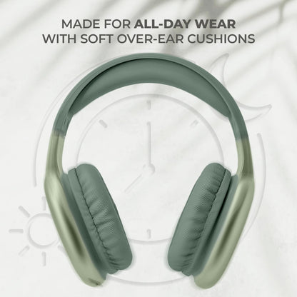 iJoy Ultra Wireless Over-Ear Bluetooth Headphones with Mic, Up to 10 Hours Playtime, Bluetooth Headset 33Ft Range with Backup AUX Cable & SD Slot, Wireless Headphones for Gaming, Work & Gym (Green)