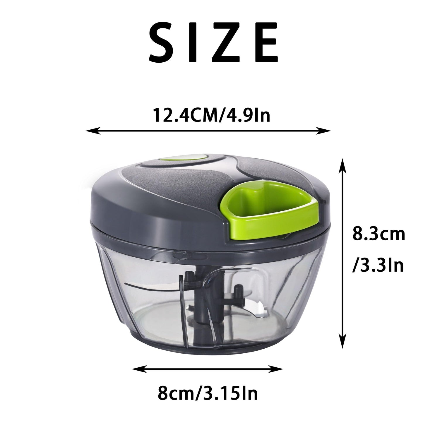Ourokhome Manual Food Processor Vegetable Chopper, Portable Hand Pull String Garlic Mincer Onion Cutter for Veggies, Ginger, Fruits, Nuts, Herbs, etc., 500ml, Grey