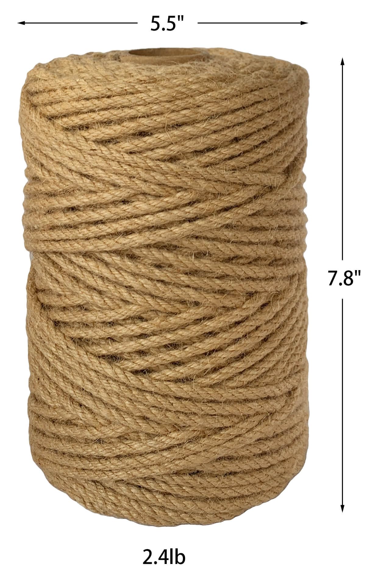 ILIKEEC 2-Pack Natural Jute Twine Rope, 5mm x 656ft Heavy Duty Sisal Hemp Rope for Crafts, Gardening, Cat Scratching Post, Bundling & Hanging, 328Feet/Roll