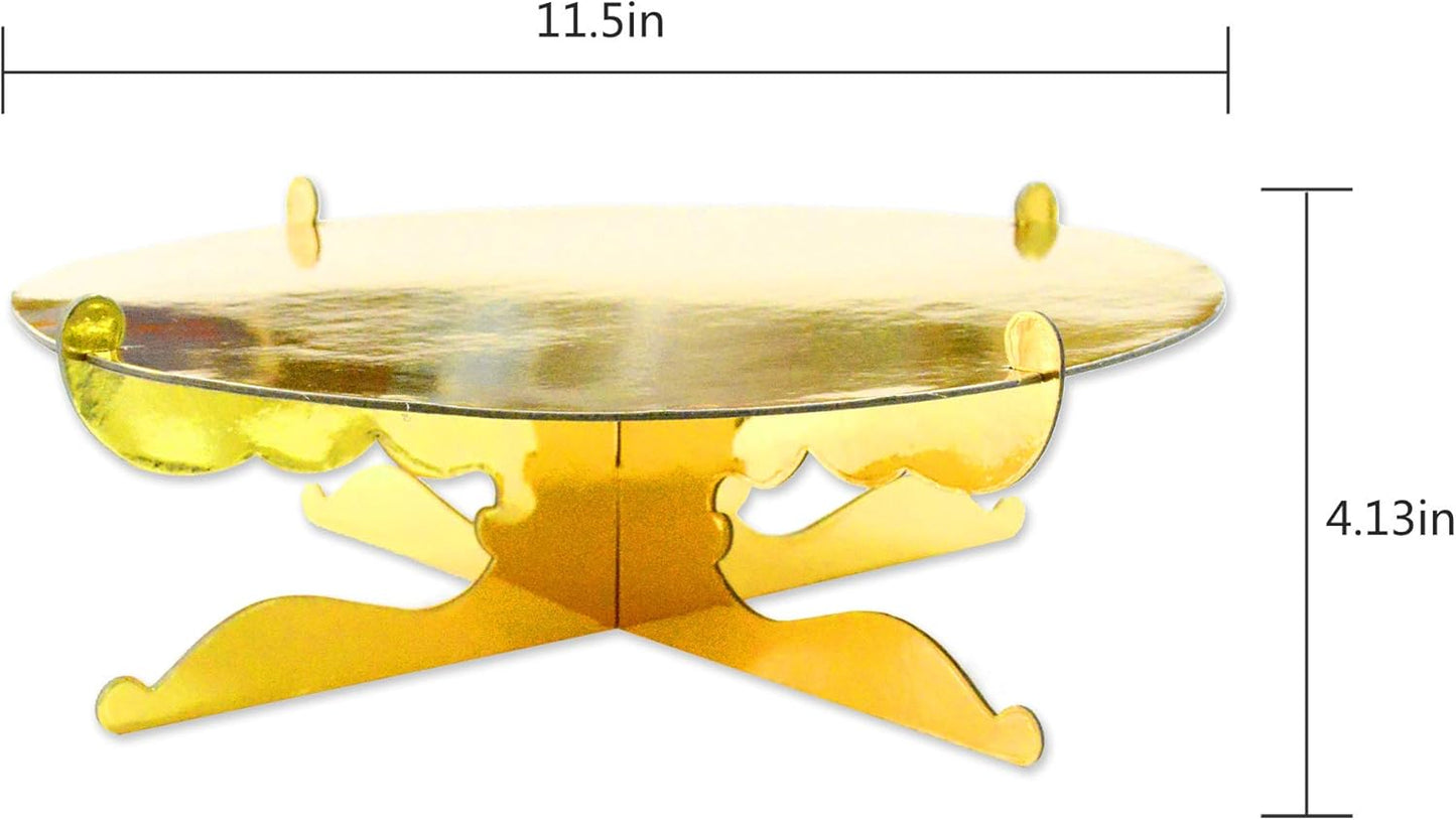 FRIDAY NIGHT 1-Tier Gold Round Cardboard Cupcake Stand - Mini Cake Dessert Holder, Reusable Birthday Wedding