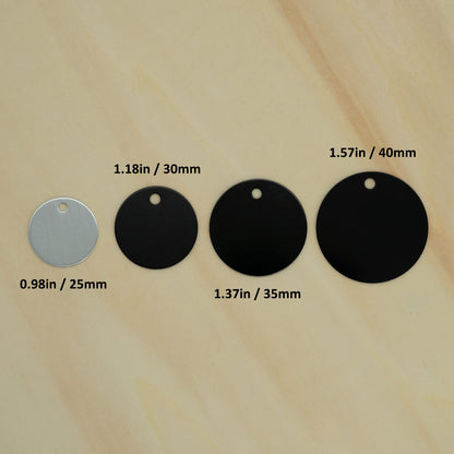 StayMax Round Aluminum Blank Tags Stamping Blanks Engraving Blanks 25 Pack (Black)