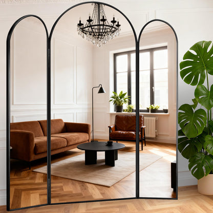 LXWZHK 3-Way Full Length Trifold Mirror, 78"x76" Oversized Large Standing Mirror with Aluminum Alloy Thin Frame, for Wedding Dress/Clothing Shop/Closet, Black